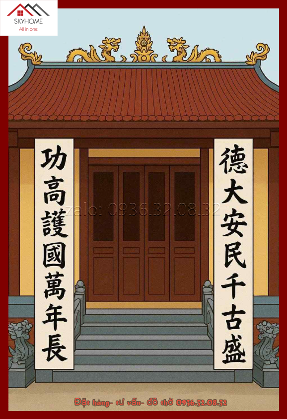 Câu đối thờ chữ Đức Đại An Dân – Công Cao Hộ Quốc